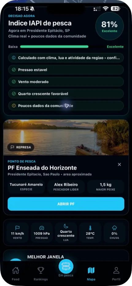 Point Fish real selecionado no mapa do IAPI
